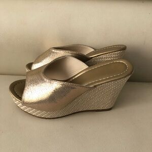 Elegant Gold Wedge Sandals-Brand New